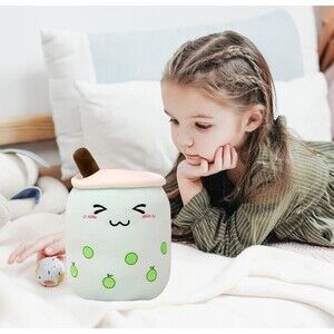 Niuniu Daddy 13in Green Boba Plushie Cute Bubble Tea Stuffed Toy squint eyes NEW